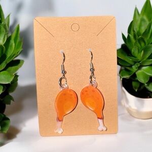 🦃✨ Turkey Leg Dangle Earrings | Thanksgiving Fun Lightweight Acrylic 🍗🧡